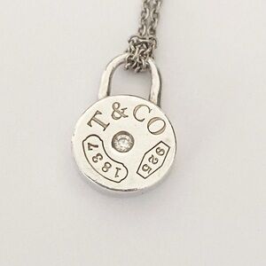 Tiffany & Co. 1837 diamond lock pendant necklace 16”